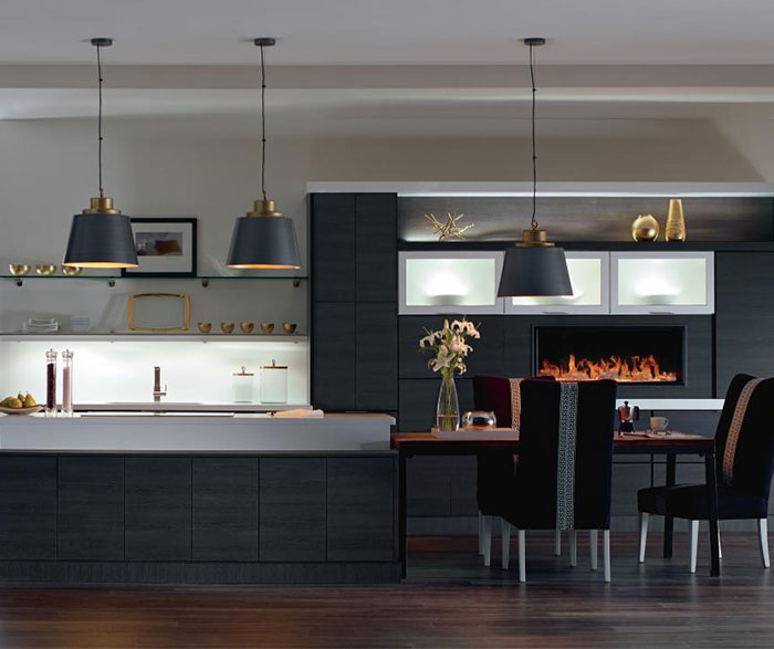 Modern kitchen with contemporary laminate kitchen cabinets from Diamond Cabinets.